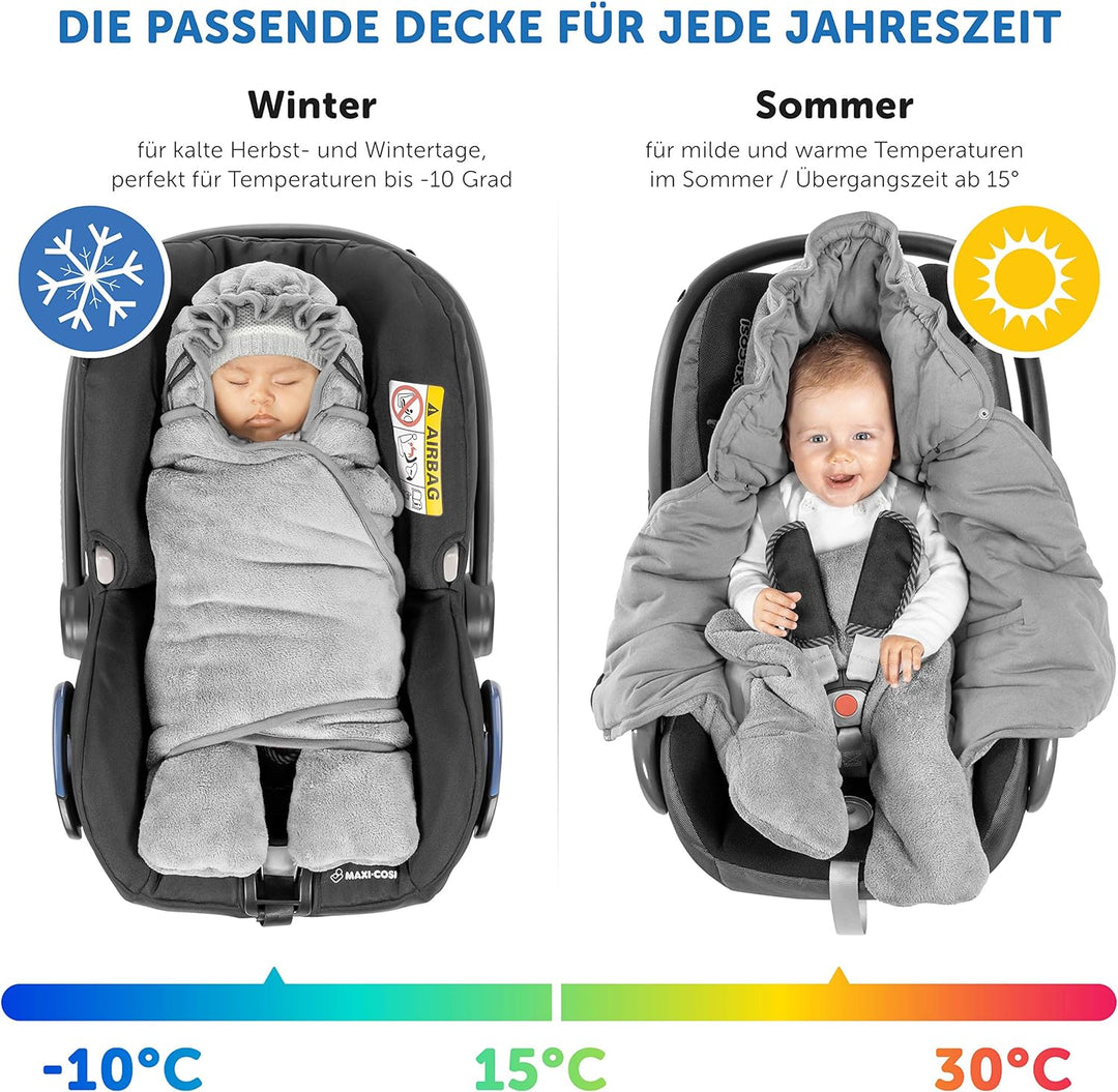 Zamboo Baby Einschlagdecke mit Füssen - Sommer - leichte Decke für Babyschalen/Autositze (passend fü