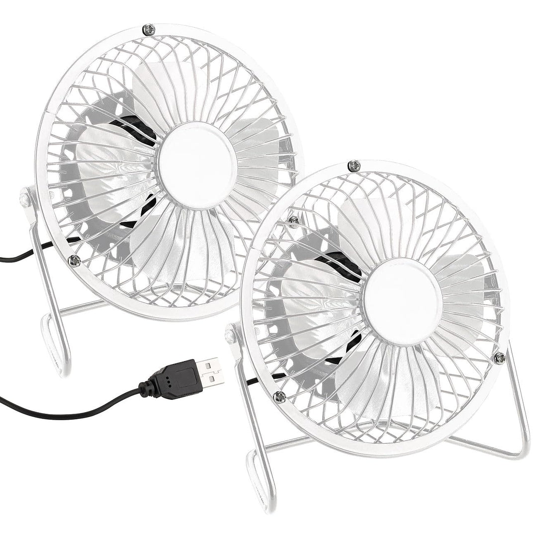 Sichler Haushaltsgeräte Ventilator Büro: 2er-Set Mini-USB-Tischventilator, Vollmetall, neigbar, 2,5