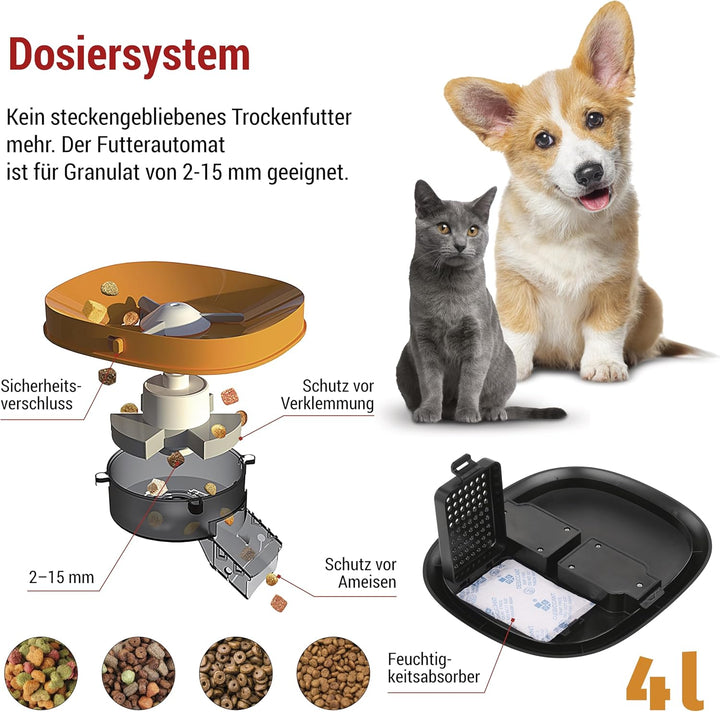 EMOS - GoSmart Futterautomat 4 l - WLAN Pet Care Futterspender mit App - Trockenfutter Automat für K