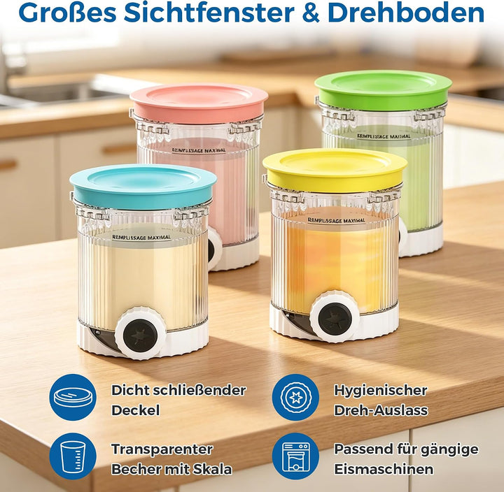4 Stück Behälter für Ninja Swirl CREAMi + Silikon-Dessertbecher,Ersatz Pints mit Deckel für Ninja NC