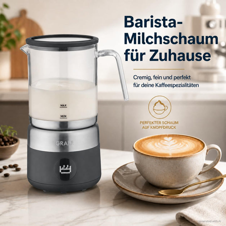 GRAEF MS802EU - Milchaufschäumer, elektrisch, bis zu 500ml Milchschaum in Barista-Qualität, herausne