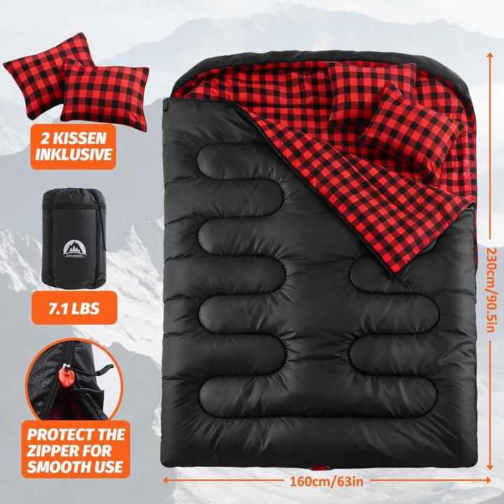 SWTMERRY Camping Doppelschlafsack für Erwachsene - Schlafsack 2 Personen, 230x160cm Deckenschlafsäck