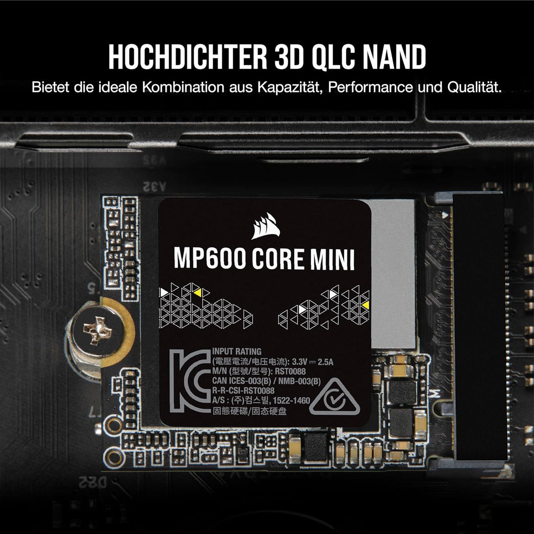 Corsair MP600 CORE Mini 1TB M.2 NVMe PCIe x4 Gen4 2 SSD - M.2 2230 - Bis zu 5.000 MB/s Sequentielles