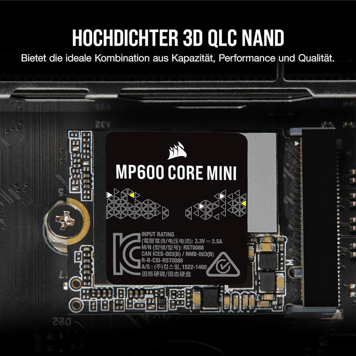 Corsair MP600 CORE Mini 1TB M.2 NVMe PCIe x4 Gen4 2 SSD - M.2 2230 - Bis zu 5.000 MB/s Sequentielles