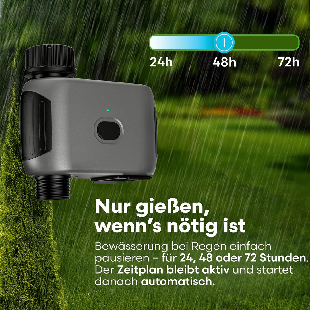 rainfactory Bewässerungscomputer WLAN mit Messinganschluss, Smart Water Timer, APP Steuerung, Alexa