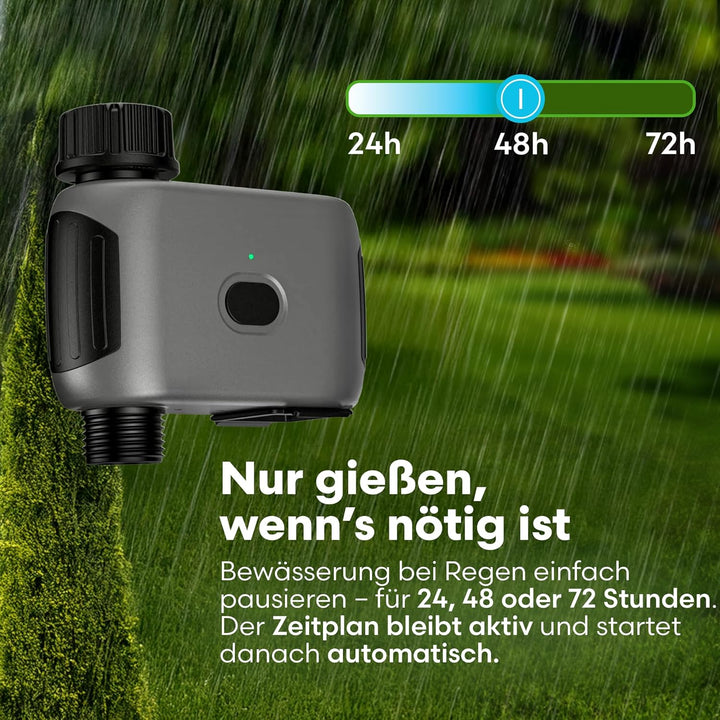 rainfactory Bewässerungscomputer WLAN mit Messinganschluss, Smart Water Timer, APP Steuerung, Alexa