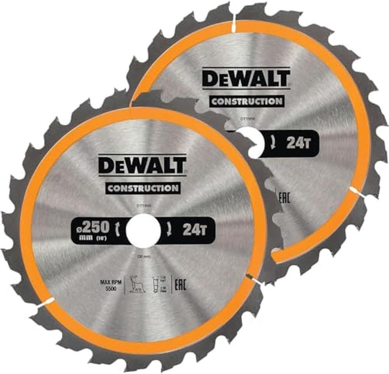 Dewalt Holz Kreissägeblatt-Set 3er Pack, DT1963, für Holz (2x 250x30x3.0 mm, 24, WZ, 10° und 1x 250x