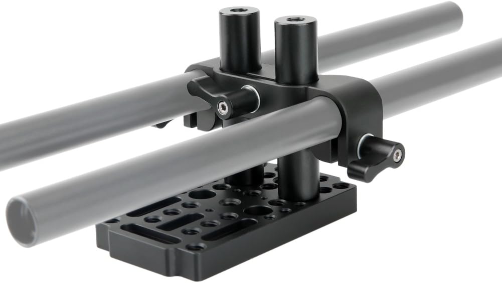 NICEYRIG Käseplatte mit 15mm Rod Raiser Clamp, Kurze Stangen für DSLR Kamera Baseplate Lifting Syste