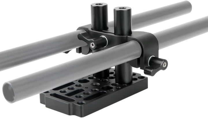 NICEYRIG Käseplatte mit 15mm Rod Raiser Clamp, Kurze Stangen für DSLR Kamera Baseplate Lifting Syste