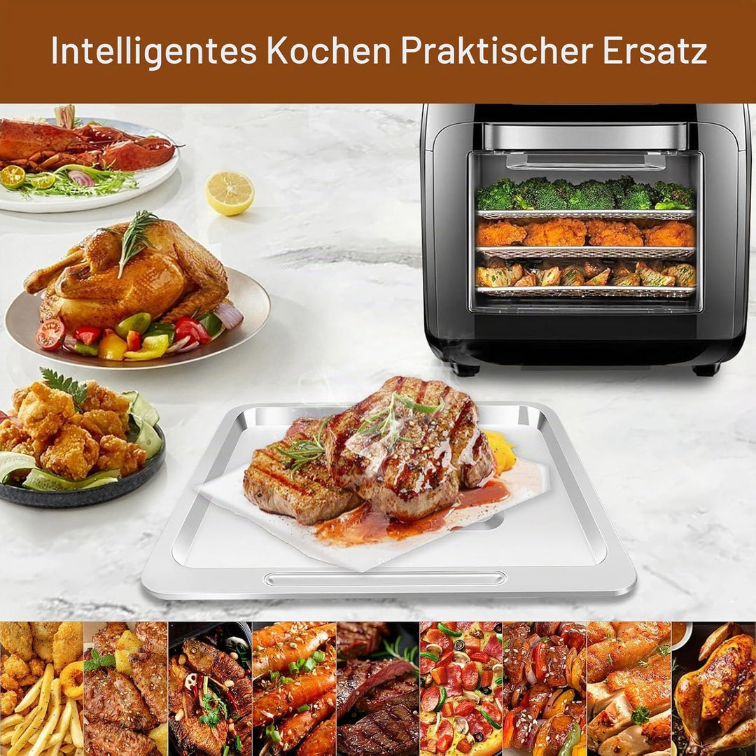 4 Stück Set Air Fryer Drip Pan mit Korb für Multifunktionale Digital 10 QT 10L XL Air Fryer 17 Touch