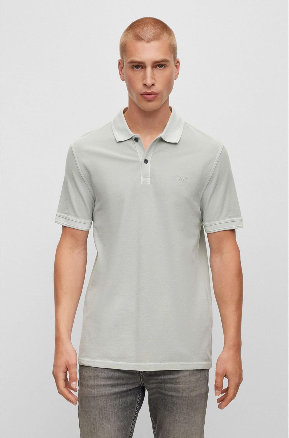 BOSS Herren Prime Slim-Fit Poloshirt aus Baumwoll-Piqué 4XL Silber, 4XL Silber