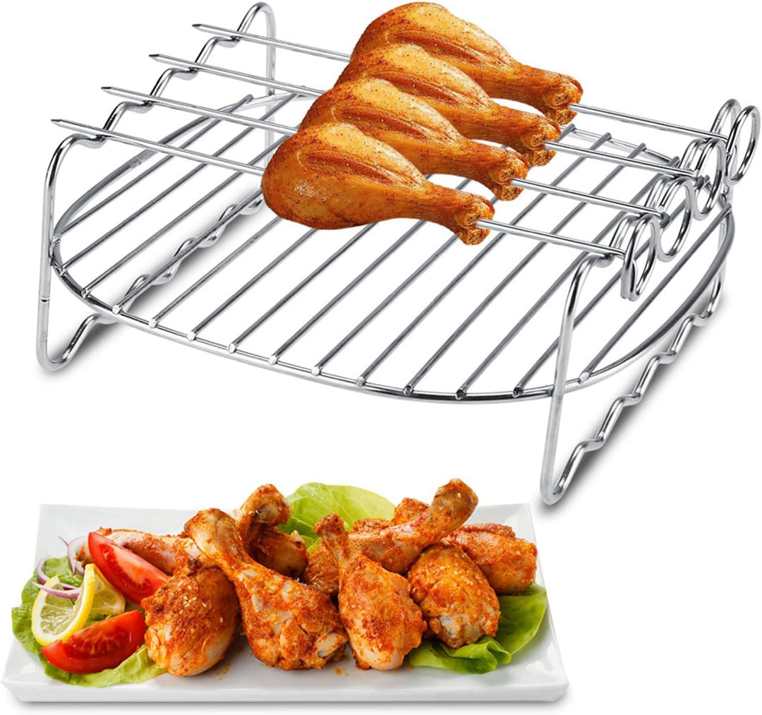 BBQ-Rack, Hähnchenhalter für Backofen Grill Doppelschicht, Edelstahl Hähnchenbräter für Backofen Gri
