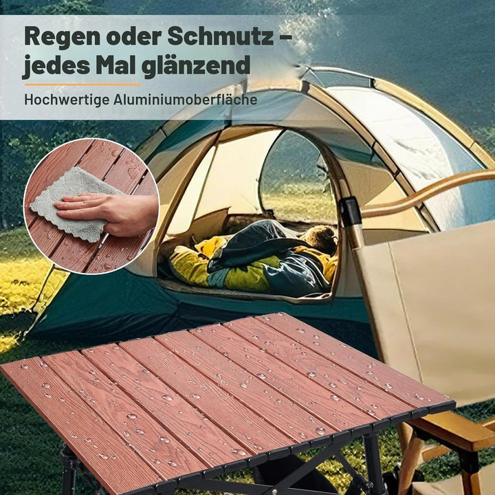 Odoland Campingtisch höhenverstellbar mit Aufbewahrungstasche, Leicht Klapptisch aus Aluminium, Falt