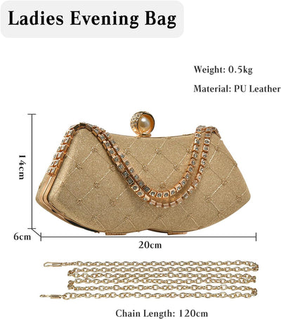 CORIOS Strass Abendtasche für Damen Shiny Diamant Clutch Tasche Elegante Kette Schultertasche Brautt