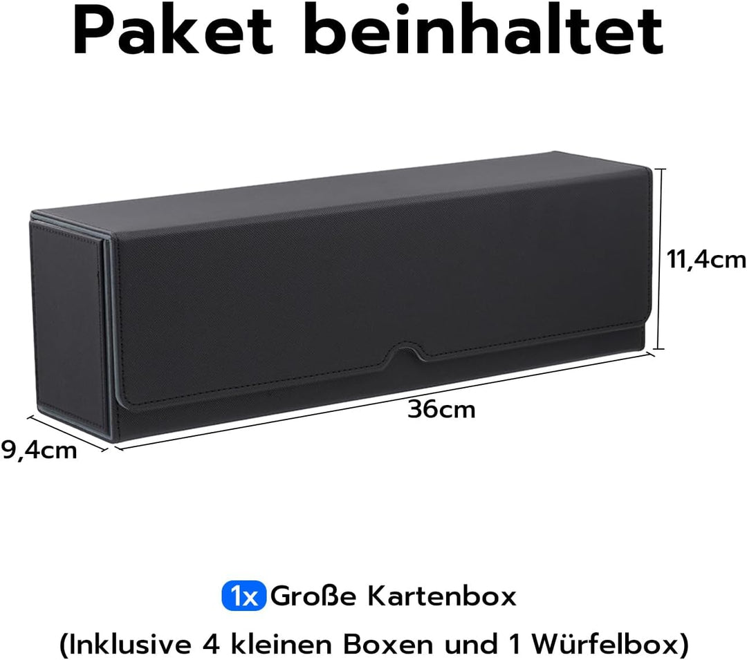 5 in 1 Card Deck Box for MTG, Gathering Kartenbox für 800+ Ungesleevte Karten mit Würfelablage, PU L