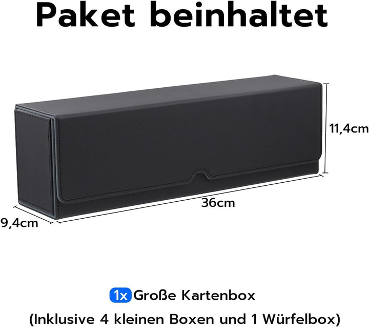 5 in 1 Card Deck Box for MTG, Gathering Kartenbox für 800+ Ungesleevte Karten mit Würfelablage, PU L