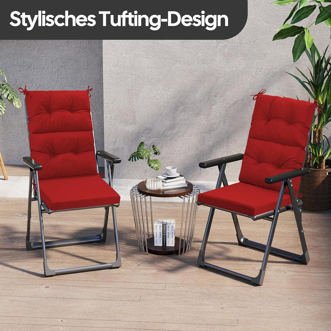 Gartenstuhl-Auflagen Hochlehner Set – Bequeme Outdoor Sitzkissen für Gartenstühle & Klappstühle, Wei