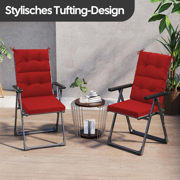 Gartenstuhl-Auflagen Hochlehner Set – Bequeme Outdoor Sitzkissen für Gartenstühle & Klappstühle, Wei