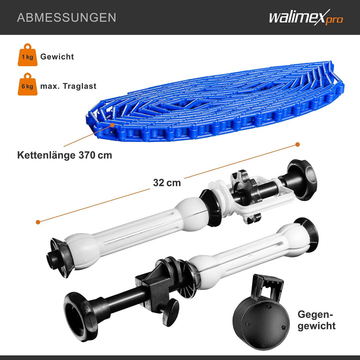 Walimex 3-fach Hintergrund Wandmontageset (3er Set) mit 3 Expan, mit 3 Expan