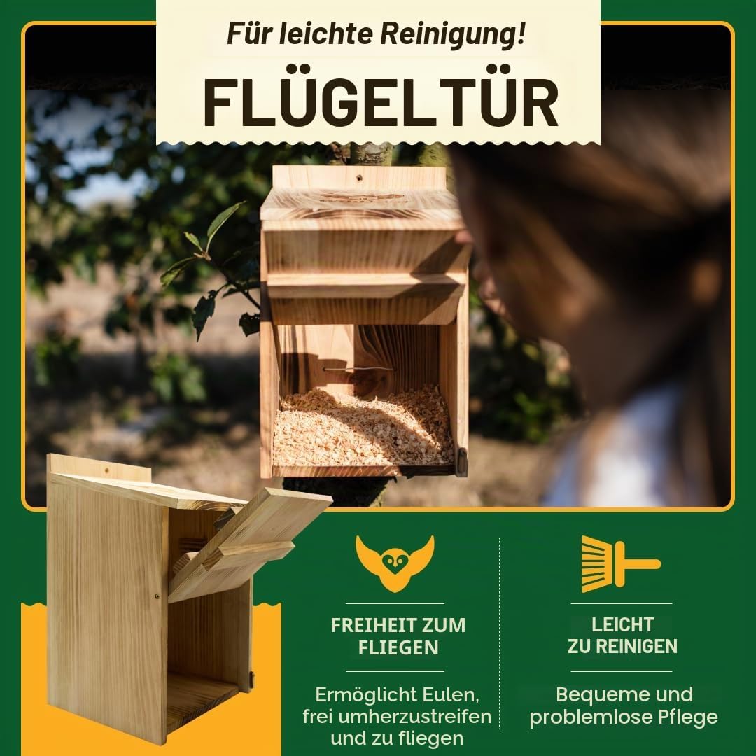 WildYard Turmfalke Nistkasten aus Zedernholz - Rustikal - Vormontierter grosser Eulenkasten mit Rein