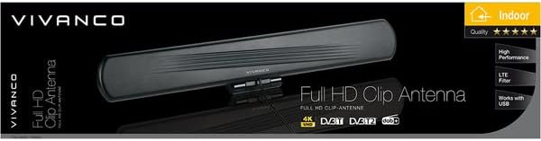 Vivanco TVA 4060 Aktive DVB-T/T2 Flachantenne Innenbereich Schwarz