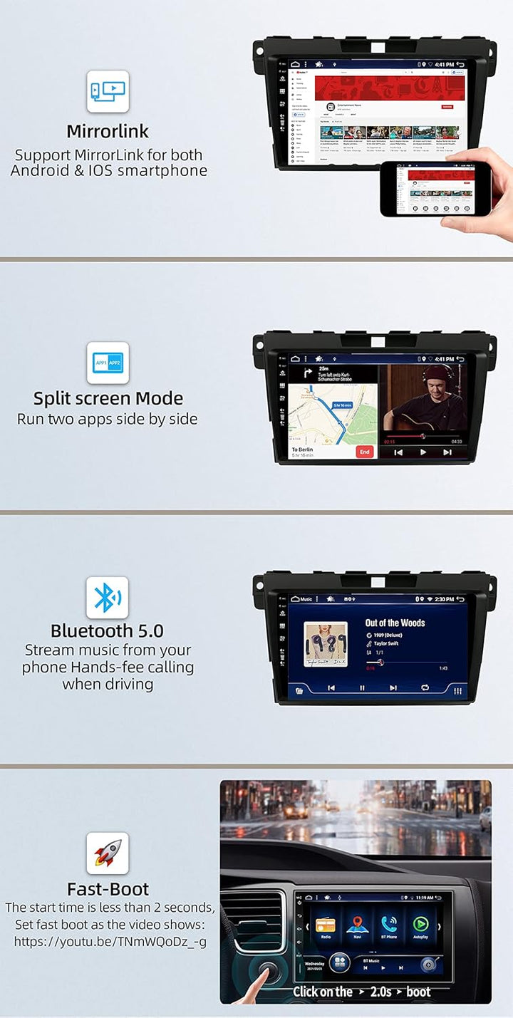 JOYX Android 13 IPS Autoradio Passt für Mazda CX-7 (2008-2015) - 4G+64G - Eingebaut DSP/Carplay/Andr