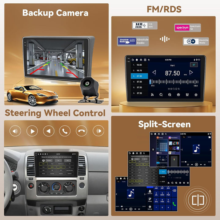 Hikity Android 15 4+64G Autoradio für Nissan Navara D40 2006-2012 mit 9 Zoll Incell Touchscreen, Aut