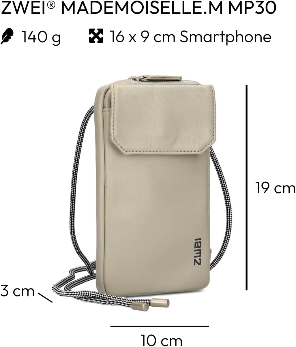 Zwei Handytasche zum Umhängen Mademoiselle.M MP30 Smartphone-Etui &amp; Geldbörse 2-in-1, umlaufender Re