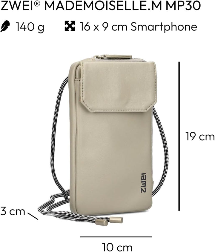 Zwei Handytasche zum Umhängen Mademoiselle.M MP30 Smartphone-Etui &amp; Geldbörse 2-in-1, umlaufender Re
