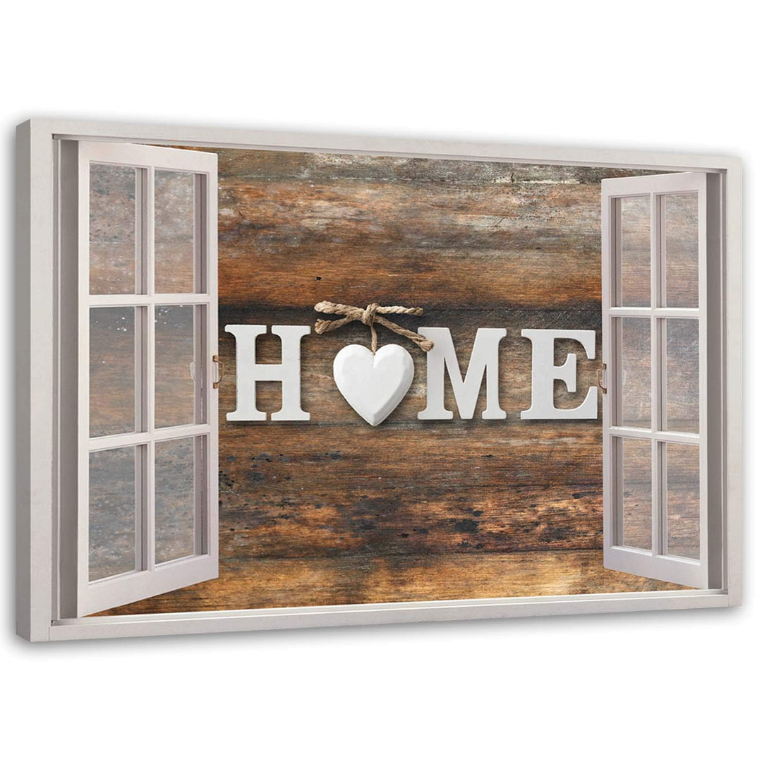 Feeby Vlies Leinwandbild Startseite Heart Wood 90x60 cm Druckbild Wandbild Wanddekoration Deko Wand