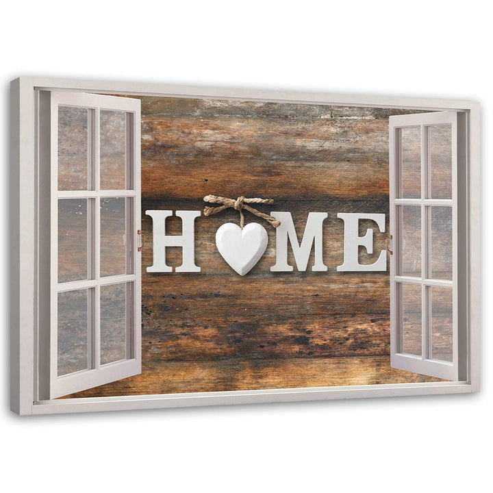 Feeby Vlies Leinwandbild Startseite Heart Wood 90x60 cm Druckbild Wandbild Wanddekoration Deko Wand