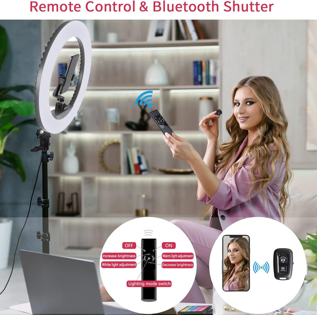 Verbessertes 18-Zoll-LED-Ringlicht mit Stativ, Selfie-Ringlicht mit Touchpanel für Make-up-Studio-Po