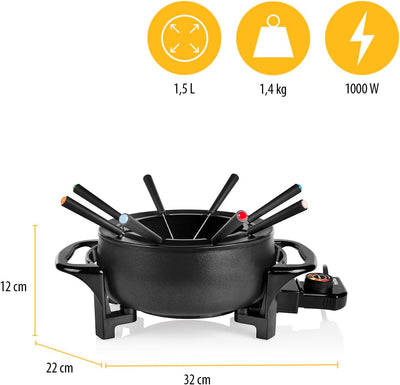 Tristar Elektrische Fondue-Set für bis zu 8 Personen, 1,5 Liter Fassungsvermögen, inklusive Edelstah