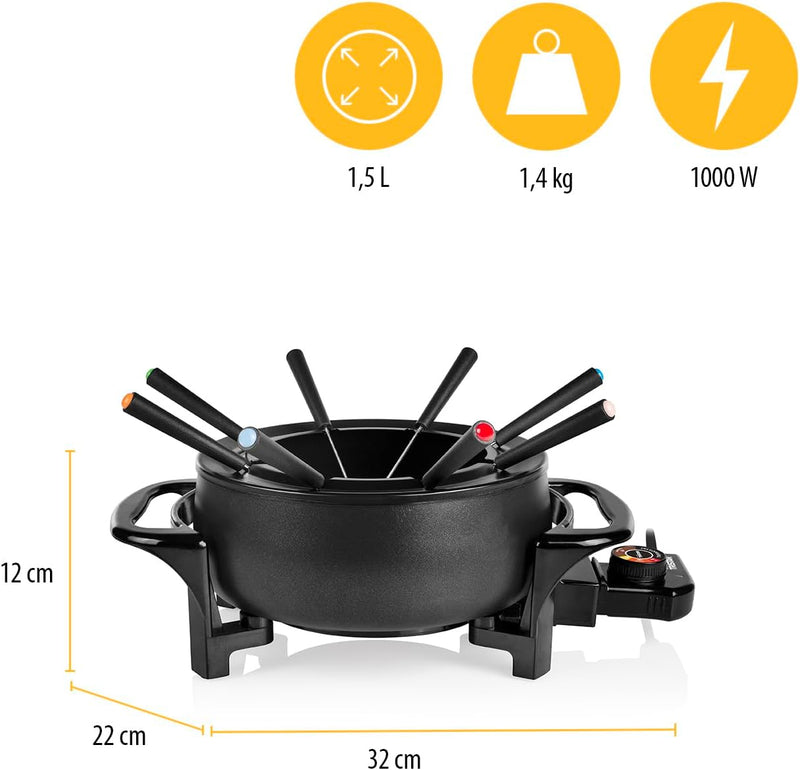 Tristar Elektrische Fondue-Set für bis zu 8 Personen, 1,5 Liter Fassungsvermögen, inklusive Edelstah