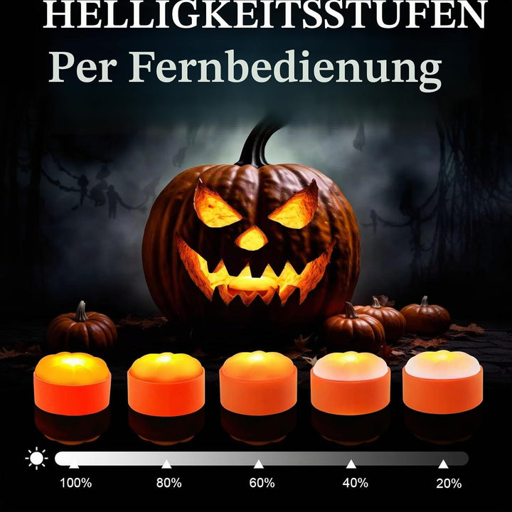 A.bigwhale LED Licht mit Fernbedienung, 4 Stück LED Jack-O-Lantern Lichter, Halloween Kürbis Lichter