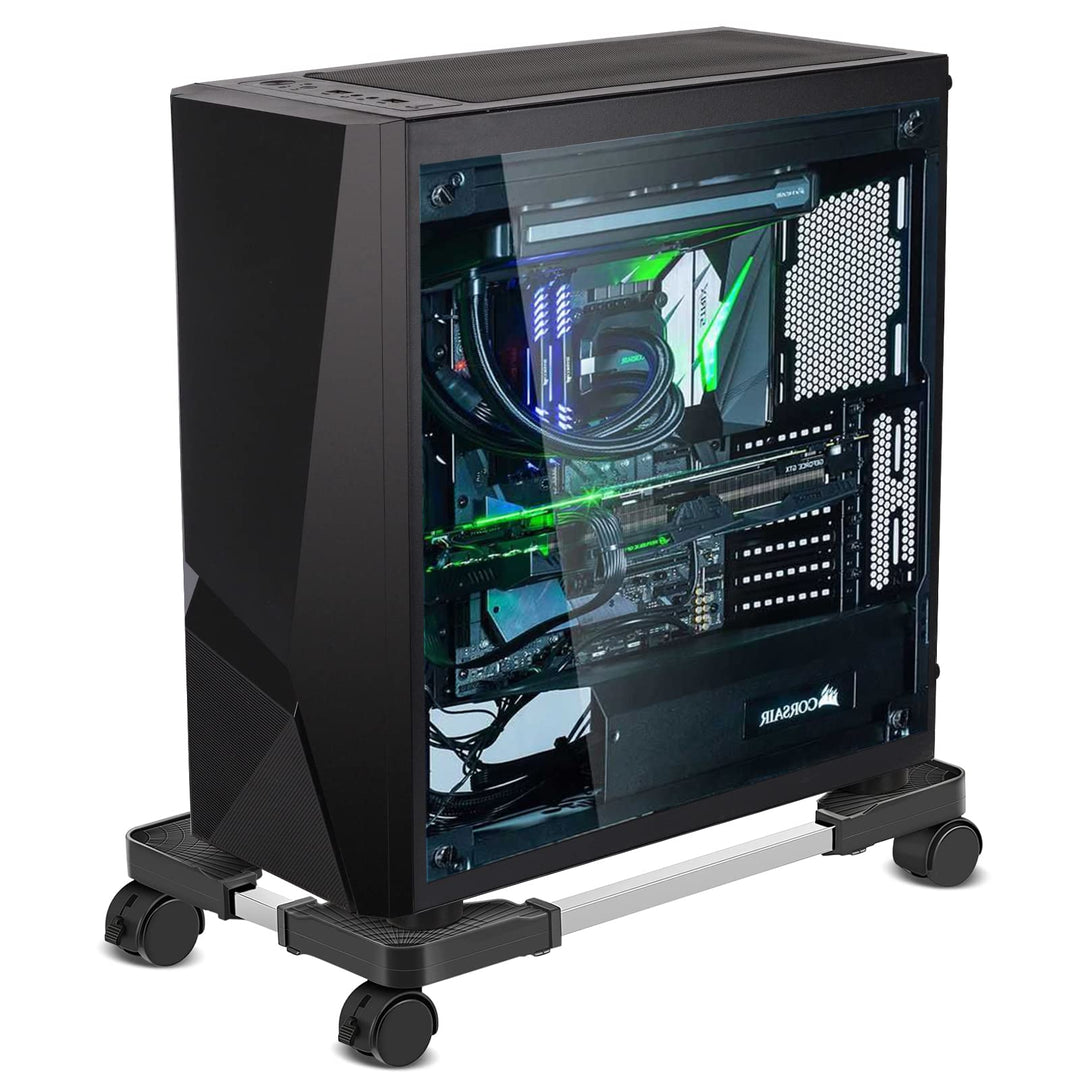 Whchiy CPU Ständer Computer Desktop Ständer Universal Einstellbare CPU Halterung mit 4 Rollen Unter