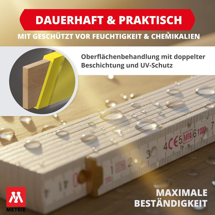 Metrie™ BLOCK 72 Zollstock/Zollstöcke - Gliedermassstab | Massstab - 2m - Gelb - Duplex Teilung, Her