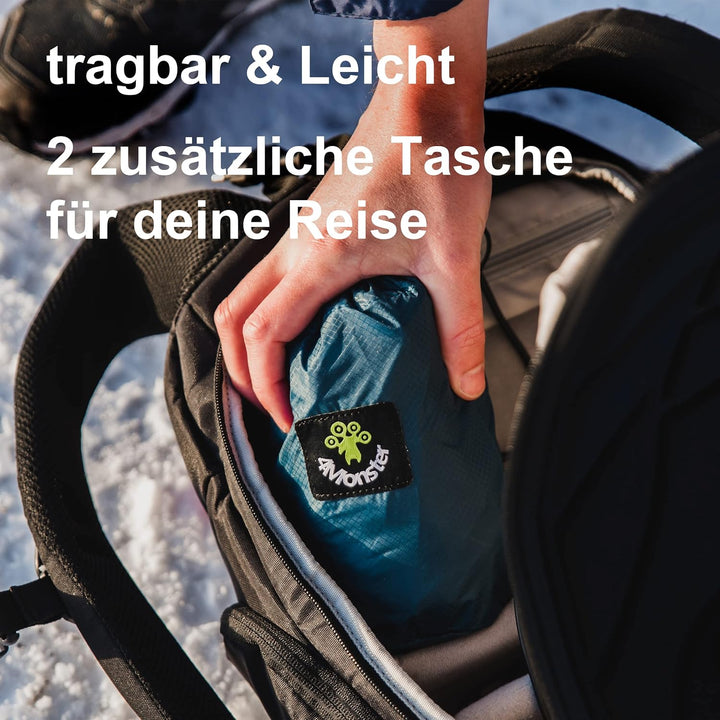 4Monster Faltbarer Rucksack Ultra Leicht, Unisex Tagesrucksack Outdoor, 2in1 Gürteltasche, Wasserdic