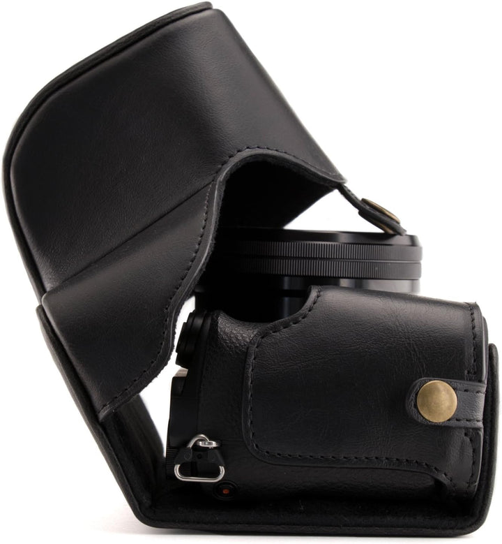 MegaGear Sony Alpha A6300, A6000 (16-50 mm) Ever Ready Leder Kamera-Case mit Trageriemen und Batteri