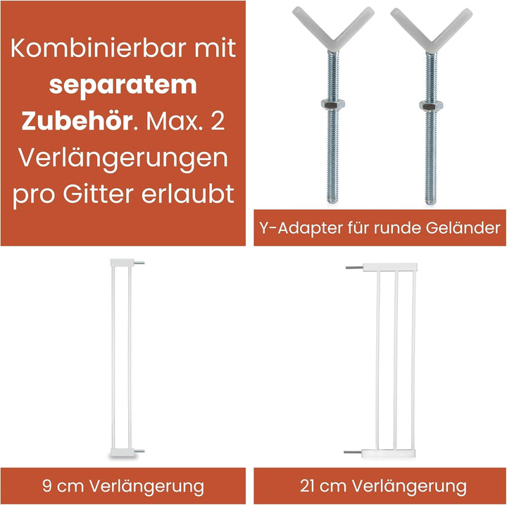hauck Treppenschutzgitter Türschutzgitter Clear Step Autoclose 2 für Breiten 75-80 cm Ultra Flache S