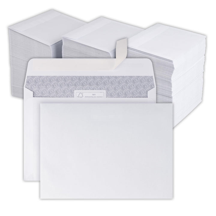 1.000 Briefumschläge - C6 Kuvert ohne Fenster - 229x324 mm - weisse Papierumschläge - selbstklebend