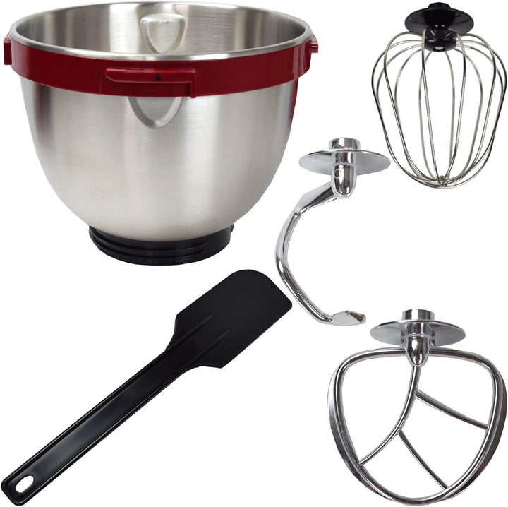 Syntrox Germany KM-600W Küchenmaschine Knetmaschine Mixer, Edelstahl-Behälter, 4 Liter, rot