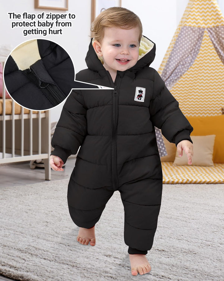 Baby Winter Overall mit Kapuze, Strampler Schneeanzug Jungen Mädchen Langarm Jumpsuit Warm Outfits G