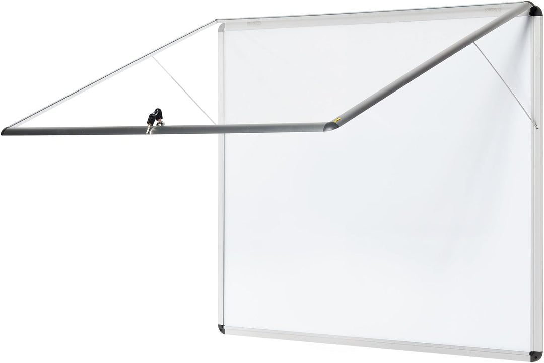 Bi-Office Schaukasten Vitrine "Enclore", Schwingtür nach oben, Whiteboard, Mangetische Innenfläche,