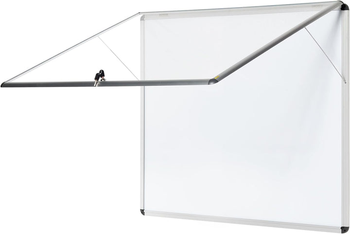 Bi-Office Schaukasten Vitrine "Enclore", Schwingtür nach oben, Whiteboard, Mangetische Innenfläche,