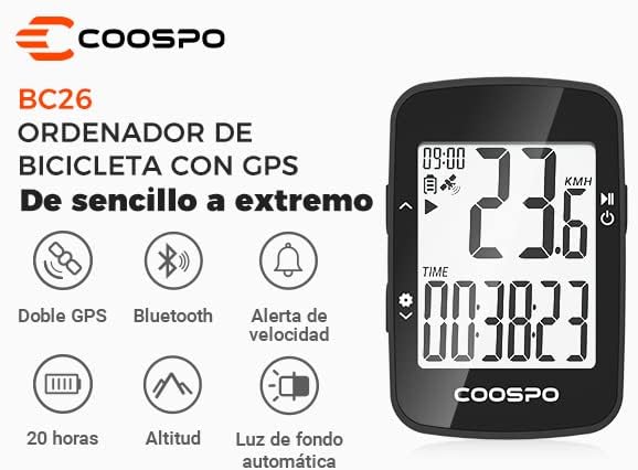 COOSPO BC26 Fahrradcomputer, GPS, Bluetooth, kabellos, mit Geschwindigkeitsalarm, 2,3-Zoll-LCD-Displ