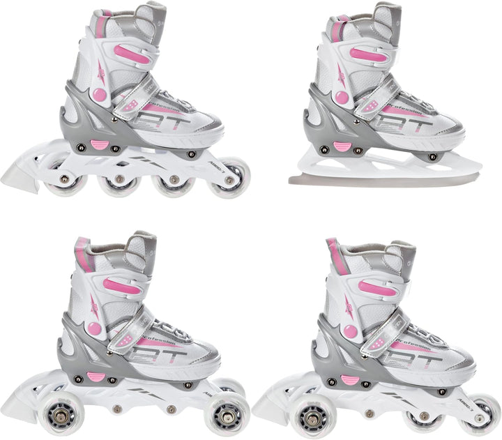 4in1 Inlineskates/Triskates/Rollschuhe/Schlittschuhe Raven Profession Weiss/Rosa 38-42(25cm-27,5cm),