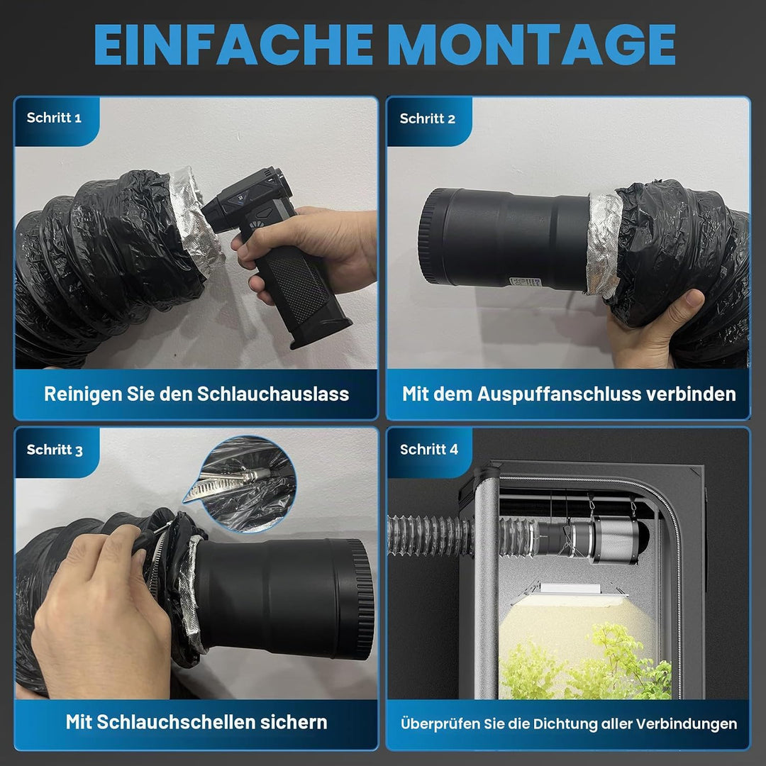 Hon&Guan 100 mm Lüftungsschlauch Schallgedämmter Wärmeisolierung Alu Flexrohr Lüftungsschlauch für K