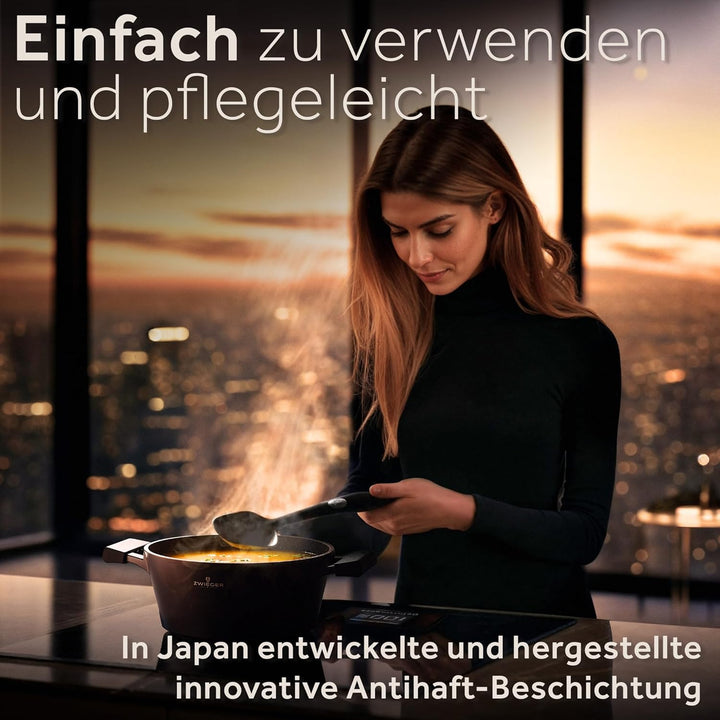 ZWIEGER 3-in-1 Schmortopf mit Deckel Backofengeeignet 28 cm - Gross Bräter induktion, brotbackform m