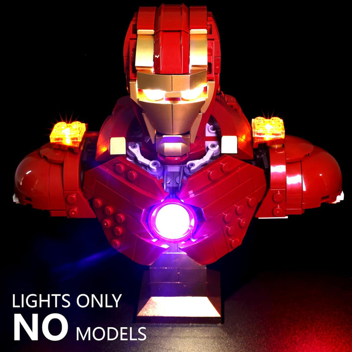 Beleuchtung kompatibel mit LEGO Iron Man MK4 Büste 76327, Lichtset für LEGO 76327 Iron Man MK4 Büste